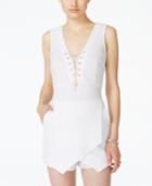 Marilyn Monroe Juniors' Lace-up V-neck Romper