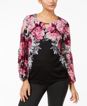 Jm Collection Bishop-sleeve Mesh Hardware Top, Created For Macy's