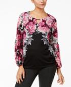 Jm Collection Bishop-sleeve Mesh Hardware Top, Created For Macy's