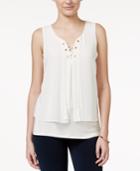 Bcx Juniors' Lace-up Double-layer Tank Top