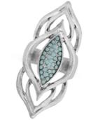 Lucky Brand Silver-tone Blue Stone Cluster Statement Ring