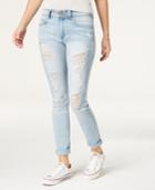 Indigo Rein Juniors' Ripped Roll-cuff Skinny Jeans