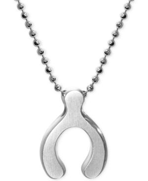 Alex Woo Little Faith Wishbone Pendant Necklace In Sterling Silver
