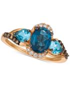 Le Vian Chocolatier Blue Topaz (2-1/6 Ct. T.w.) & Diamond (1/6 Ct. T.w.) Ring In 14k Rose Gold