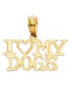 14k Gold Charm, I Heart My Dogs Charm