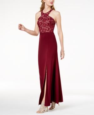 Morgan & Company Juniors' Strappy Sequined Lace Gown