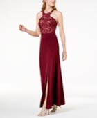 Morgan & Company Juniors' Strappy Sequined Lace Gown