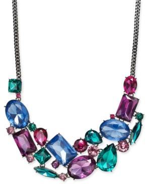 I.n.c. Hematite-tone Multicolor Crystal Statement Necklace, 18' + 3 Extender, Created For Macy's