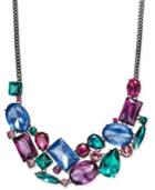 I.n.c. Hematite-tone Multicolor Crystal Statement Necklace, 18' + 3 Extender, Created For Macy's