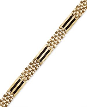 Men's Onyx Panther Bracelet In 10k Gold (2-1/2 Ct. T.w.)