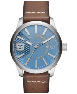 Diesel Men's Brown Leather Strap Watch 46mm Dz1804