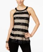 Inc International Concepts Sequin-stripe Halter Top, Only At Macy's