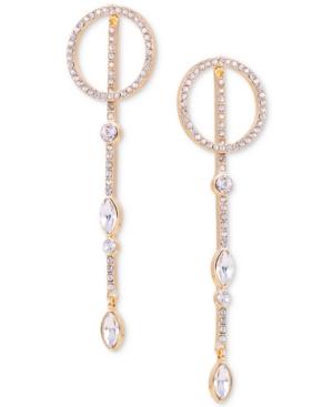 Guess Gold-tone Crystal Circle & Drop Front-and-back Earrings
