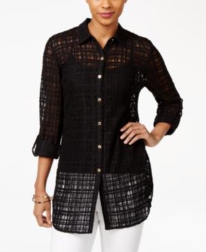 Jm Collection Windowpane-textured Shirt, Only At Macy's