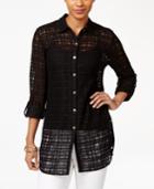Jm Collection Windowpane-textured Shirt, Only At Macy's
