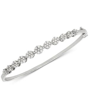 Diamond Flower Cluster Bangle Bracelet (1 Ct. T.w.) In 14k White Gold