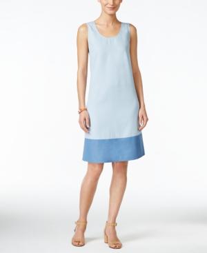 Style & Co. Colorblocked Denim Shift Dress, Only At Macy's