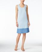 Style & Co. Colorblocked Denim Shift Dress, Only At Macy's