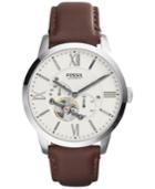 Fossil Men's Automatic Townsman Brown Leather Strap Watch 44mm Me3064