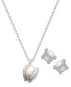 Swarovski Jewelry Set, Clear Crystal And Glass Pearl Pendant And Stud Earrings Set