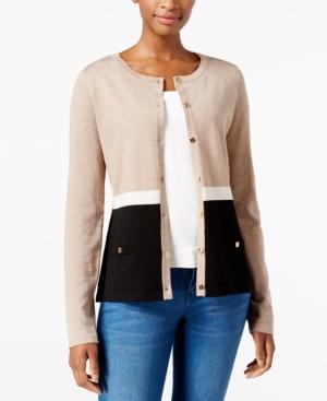 Karen Scott Colorblocked Cardigan, Created For Macy's
