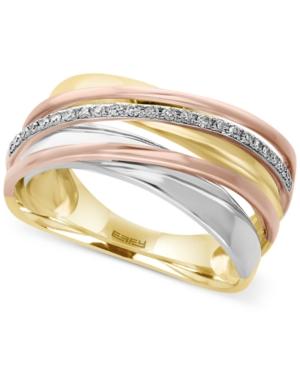 Effy Diamond Tri-tone Ring (1/10 Ct. T.w.) In 14k Yellow, White And Rose Gold