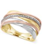 Effy Diamond Tri-tone Ring (1/10 Ct. T.w.) In 14k Yellow, White And Rose Gold