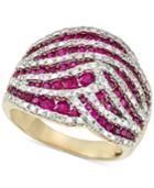 Rare Featuring Gemfields Certified Ruby (1-1/4 Ct. T.w.) And Diamond (1/4 Ct. T.w.) Statement Ring In 14k Gold, Only At Macy's