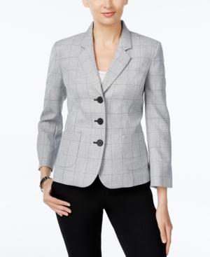 Nine West Three-button Plaid Jacket