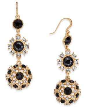 Charter Club Gold-tone Stone And Crystal Disc Double Drop Earrings, Created For Macy's