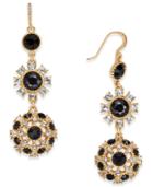 Charter Club Gold-tone Stone And Crystal Disc Double Drop Earrings, Created For Macy's