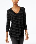 Cable & Gauge Striped Asymmetrical-hem Top