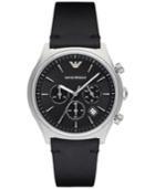 Emporio Armani Men's Chronograph Zeta Black Leather Strap Watch 43mm Ar1975