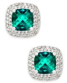 Lab-created Emerald (1-1/3 Ct. T.w.) And White Sapphire (1/3 Ct. T.w.) Square Stud Earrings In Sterling Silver