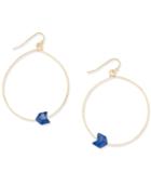 Gold-tone Blue Stone Chevron Wire Hoop Earrings