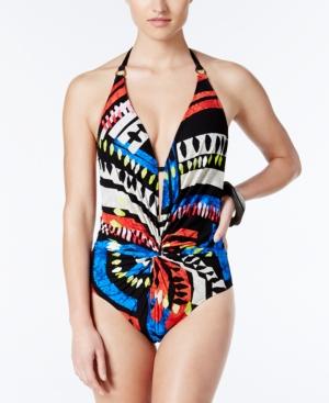 La Blanca Tribal-print Plunge One-piece Swimsuit Women's Swimsuit