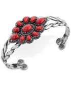 Coral Flower Cluster Openwork Cuff Bracelet (8-5/8 Ct. T.w.) In Sterling Silver