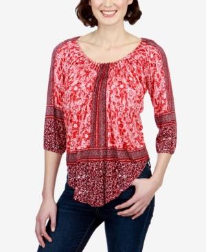 Lucky Brand Printed Pintucked Top