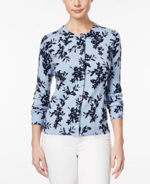 Karen Scott Petite Floral-print Cardigan, Created For Macy's