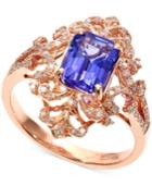 Tanzanite (1-1/3 Ct. T.w.) And Diamond (1/4 Ct. T.w.) Antique Ring In 14k Rose Gold