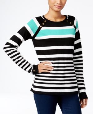 Karen Scott Petite Resort Striped Sweater, Only At Macy's