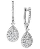 Diamond Earrings, 14k White Gold Diamond Cluster Teardrop Earrings (1 Ct. T.w.)