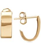 Polished Mini J-hoop Earrings In 14k Gold