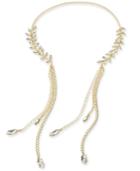 Thalia Sodi Gold-tone Crystal Leaf & Tassel 11 Collar Necklace, Created For Macy's