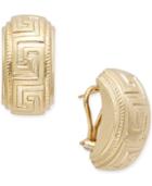Greek Key Clip-on Earrings In 14k Gold