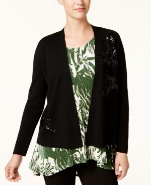 Alfani Sequined-applique Open-front Sweater, Created For Macy's