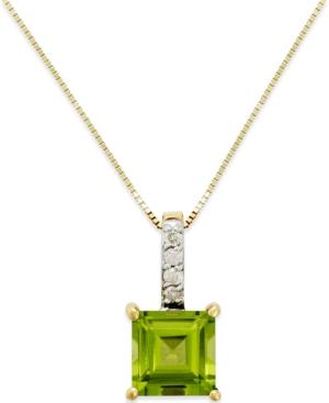 Peridot (1-3/4 Ct. T.w.) And Diamond Accent Pendant Necklace In 14k Gold