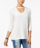 Ultra Flirt Juniors' Choker-neck Waffle-knit Top
