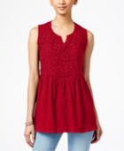 Style & Co. Empire-waist Split-neck Top, Only At Macy's
