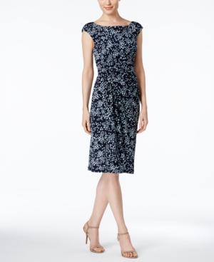 Connected Petite Printed Sarong Sheath Dress